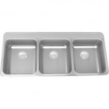Franke Commercial Canada LBT6407CB-1/1 - Triple Compartment Topmount Sinks - 20 gauge, with ledge