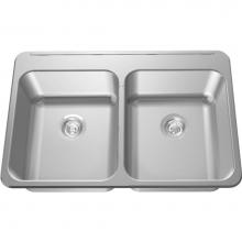 Franke Commercial Canada LBD6410PCB-1/3 - Double Compartment Topmount Sinks - Double, with ledge, 18 gauge