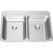 Franke Commercial Canada LBD6408-1 - Double Compartment Topmount Sinks - Double, with ledge, 20 gauge