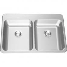Franke Commercial Canada ALBD6406P-1/1 - Double Compartment Topmount Sinks - Double, with ledge, 18 gauge