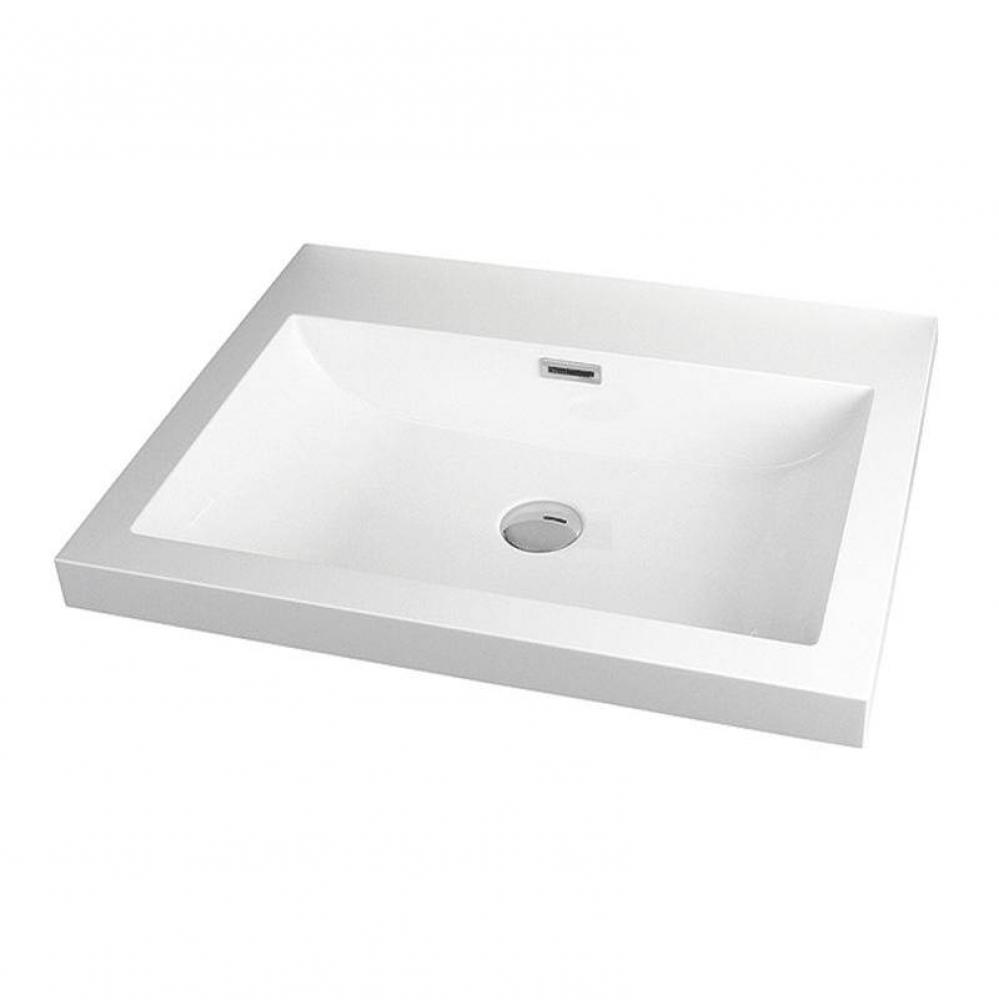 Slim Countertop White Basin With Overflow