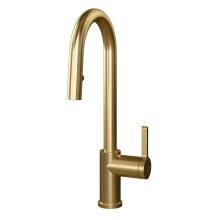 Rubi RLO91D2EUOR - Loft Kitchen Faucet Round Body ''U'' Spout 2 Jets Hand Spray Brushed Gold