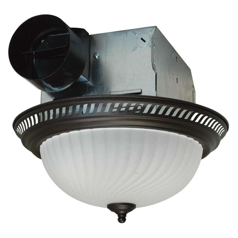 70 cfm Oil Rubbed Bronze Decorative Exhaust Fan with 2-60W Lights