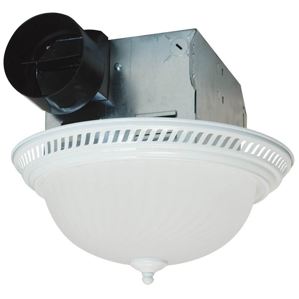 70 cfm White Decorative Exhaust Fan with 2-60 W Lights