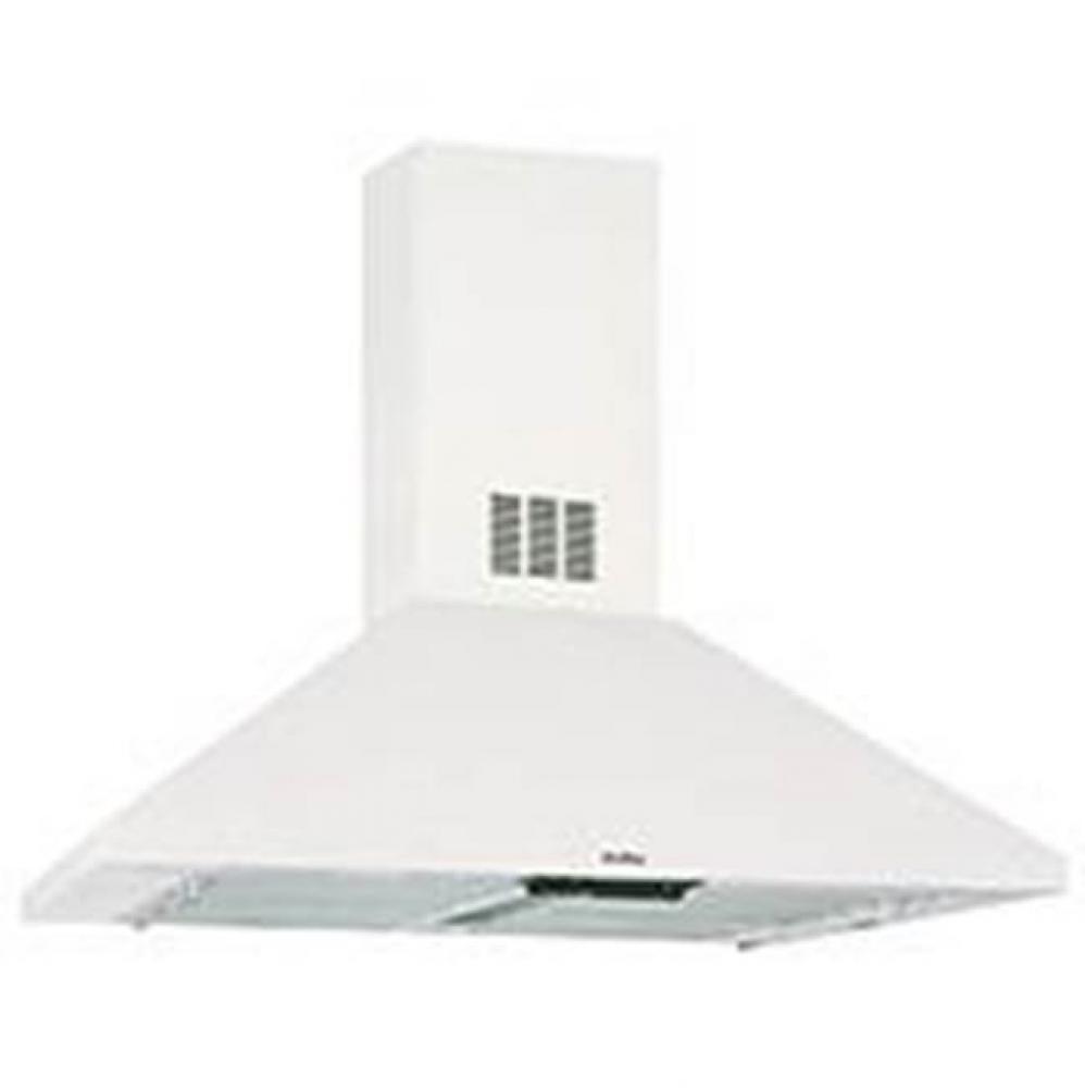 Barcelona Island Mounted Range Hood White w/3 Speed Blower, Dual Incandescent Lighting