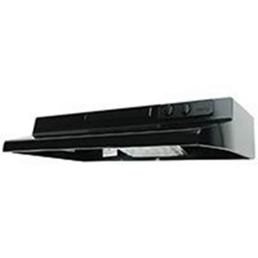 Designer Under Cabinet Range Hood Black w/infinite Speed Control, Incandescent Lighting