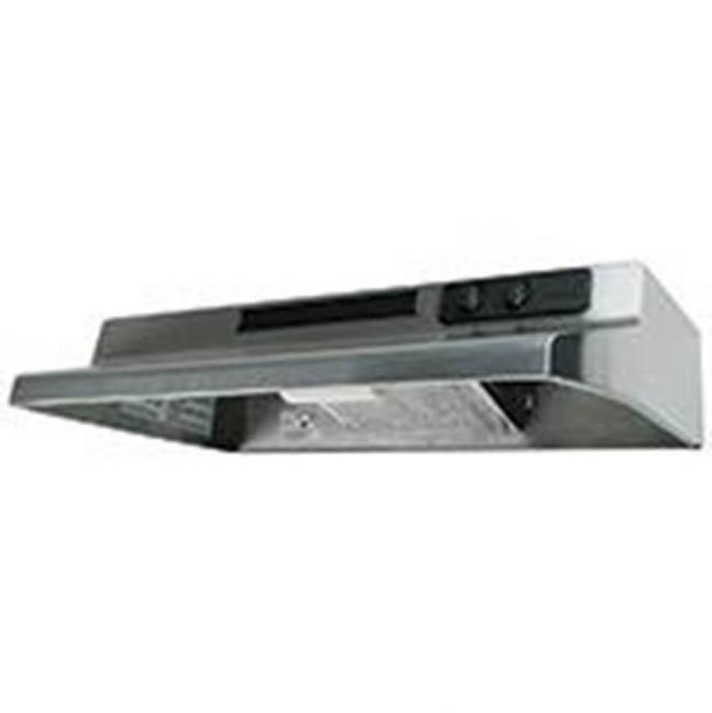 Designer Under Cabinet Range Hood St. Steel w/infinite Speed Control, Incandescent Lighting