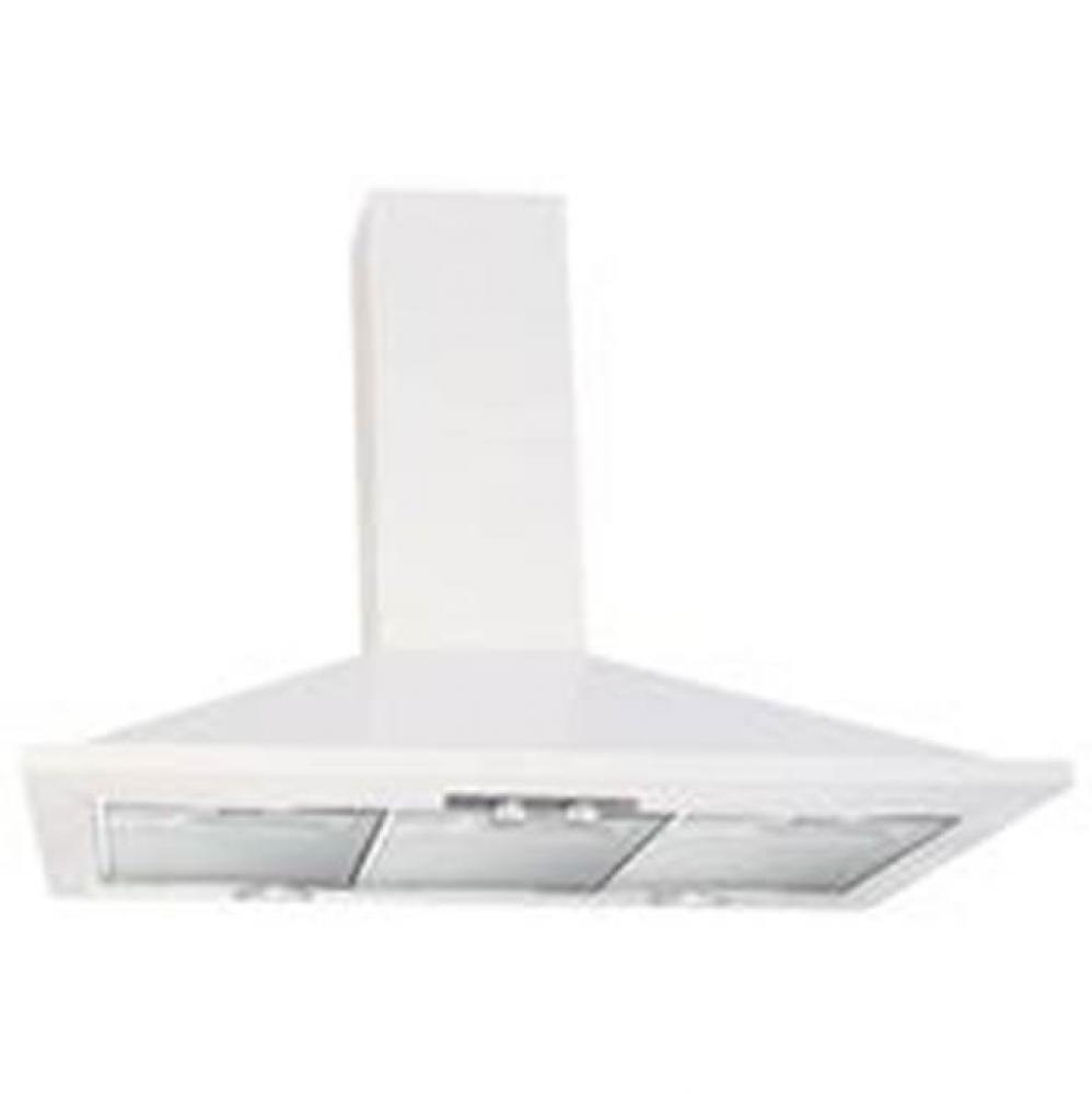 Barcelona Wall Mounted Range Hood White w/3 Speed Blower, Dual Halogen Lights