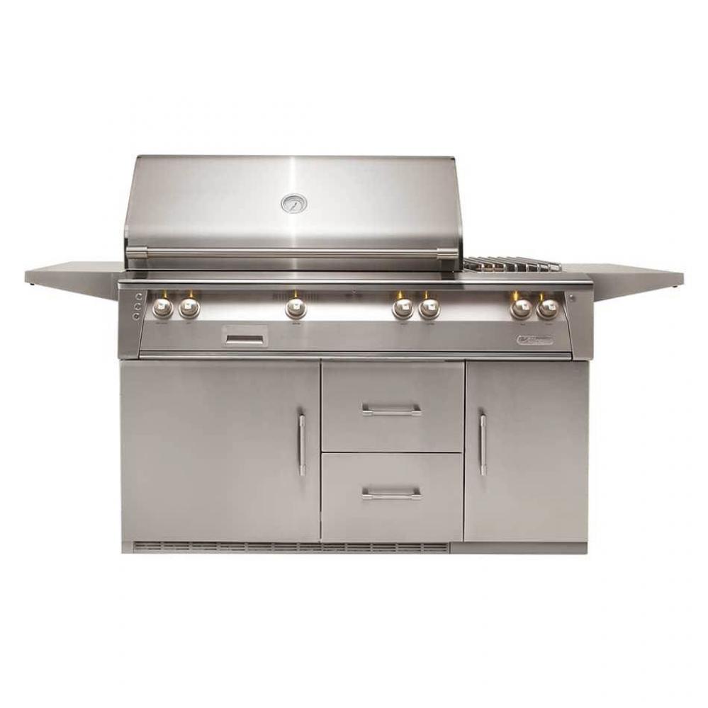 56'' Sear Zone Grill On Refrigerated Base Dbl Side Burner