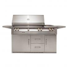 Alfresco ALXE-56SZR-NG - 56'' Sear Zone Grill On Refrigerated Base Dbl Side Burner