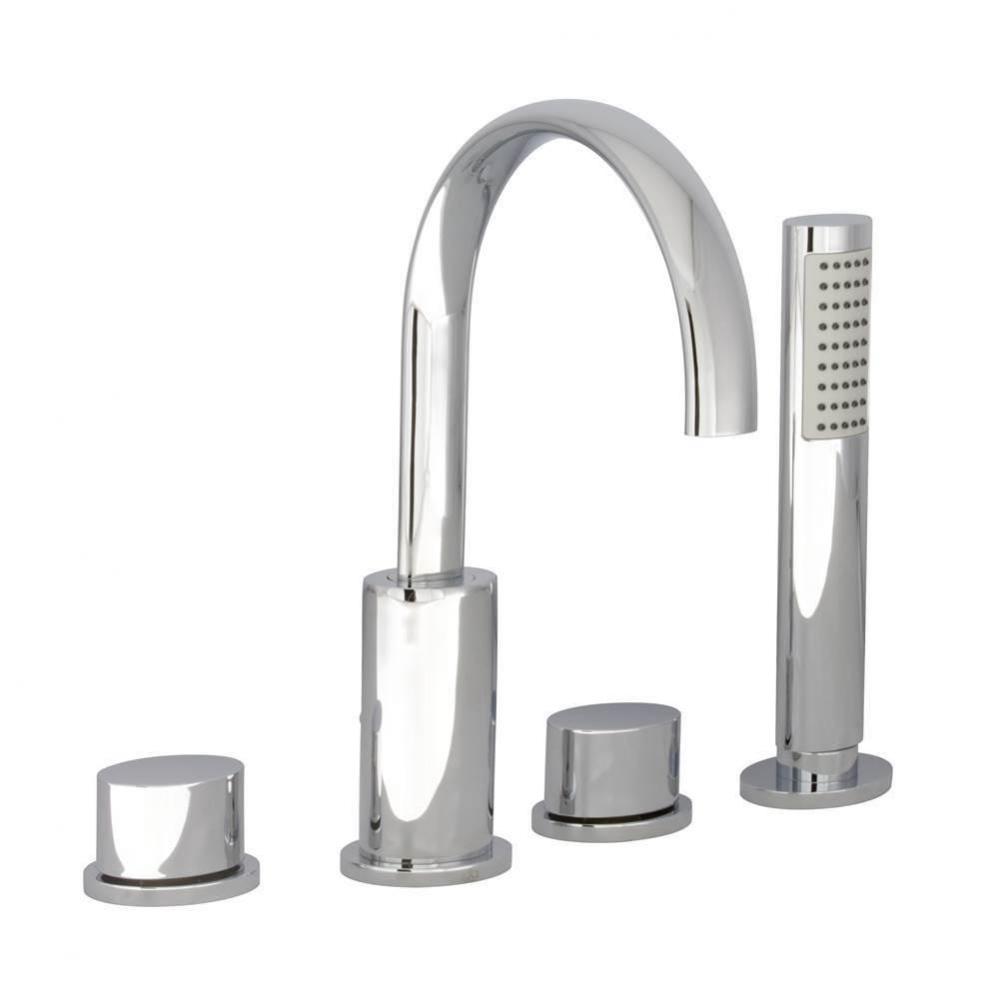 4-piece deck mount tub filler with hand shower