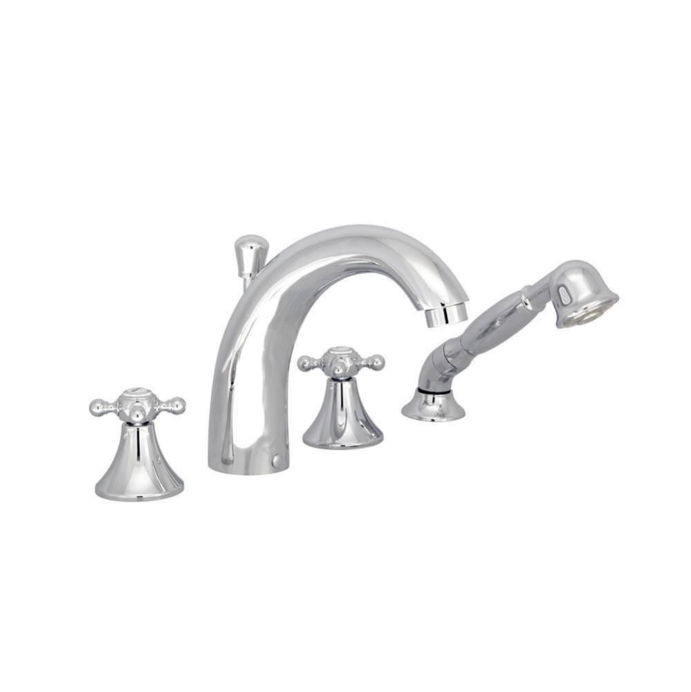 4-piece deck mount tub filler with hand shower