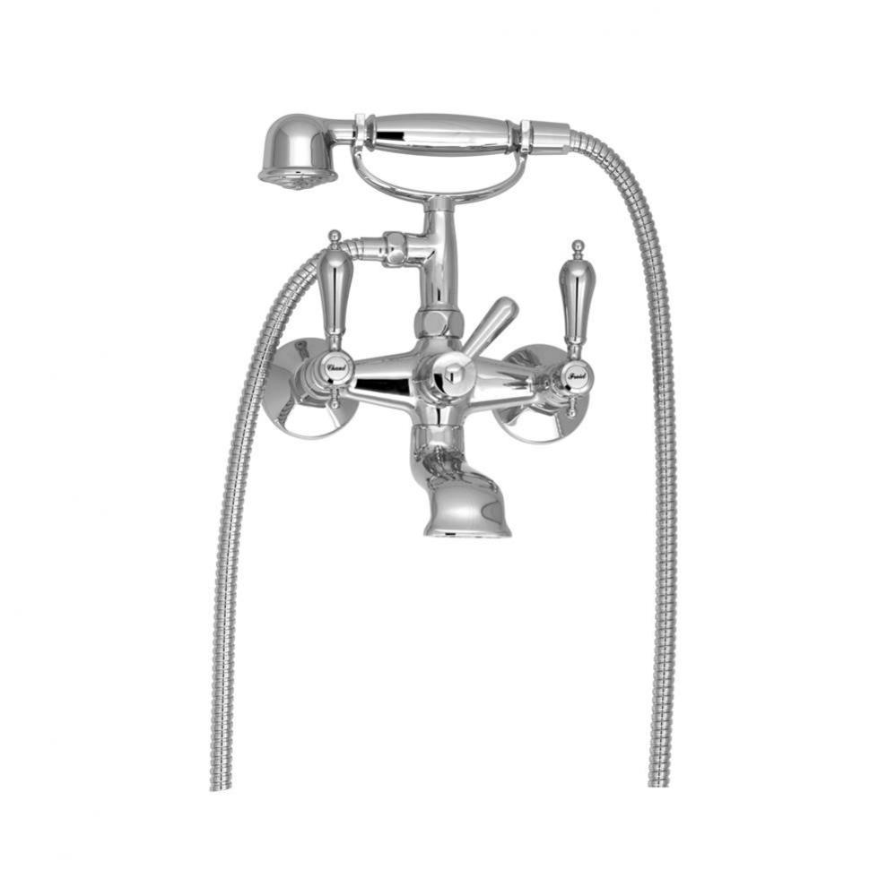 Exposed tub-shower mixer with hand shower