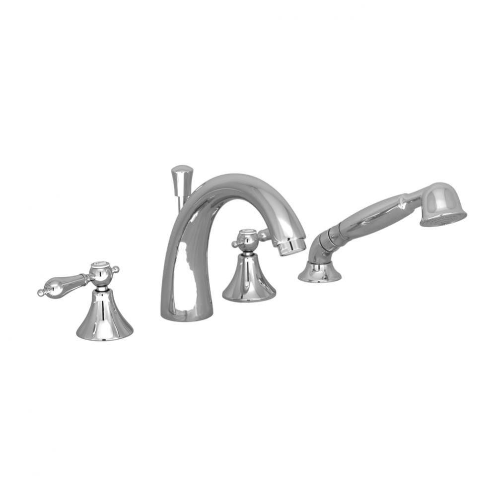 4-piece deck mount tub filler with hand shower