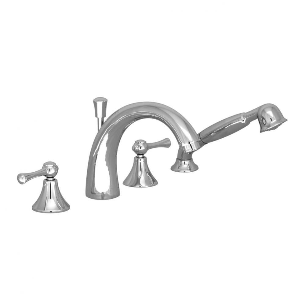 4-piece deck mount tub filler with hand shower