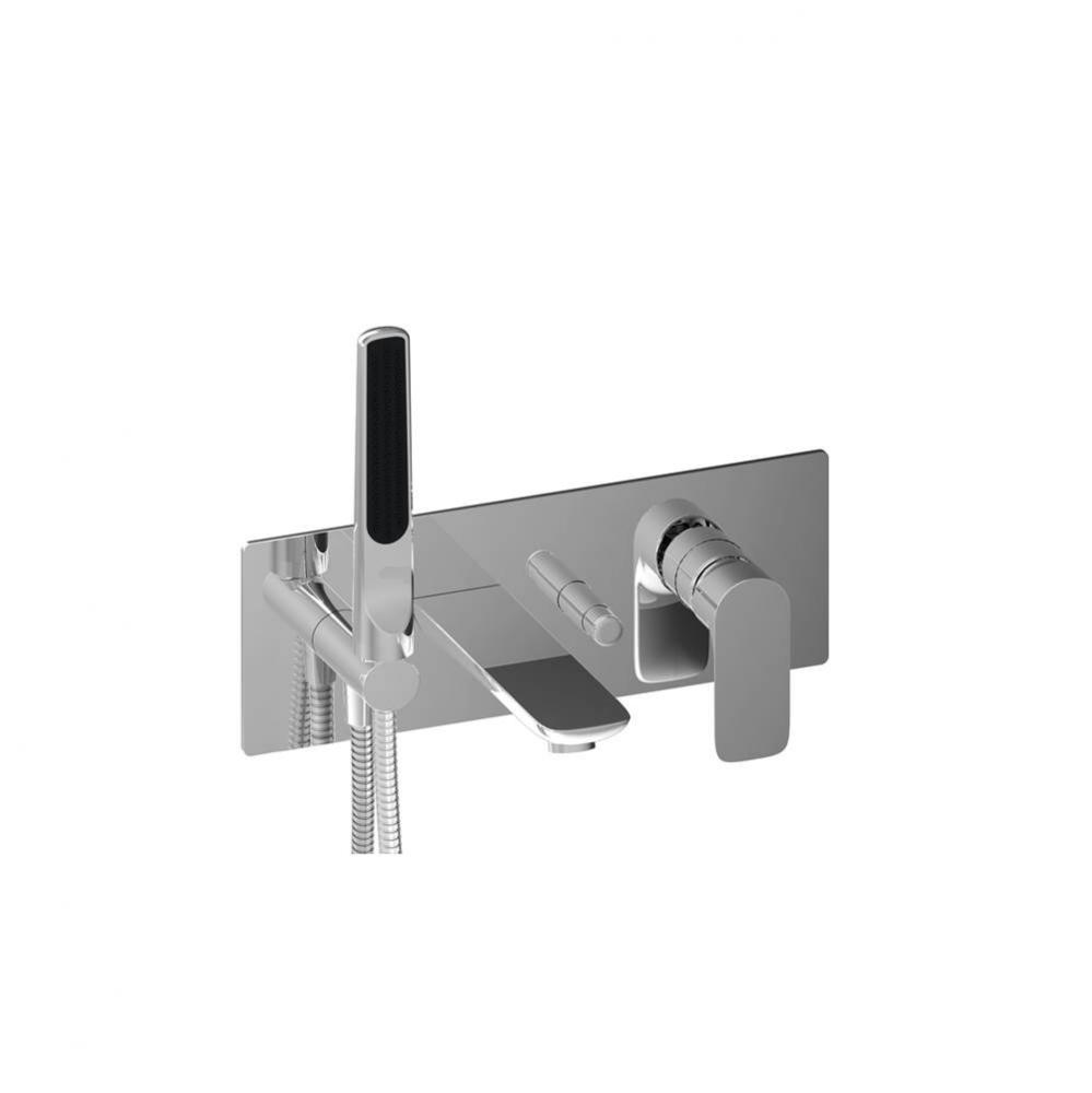 Thermostatic wall-mounted tub faucet with hand shower