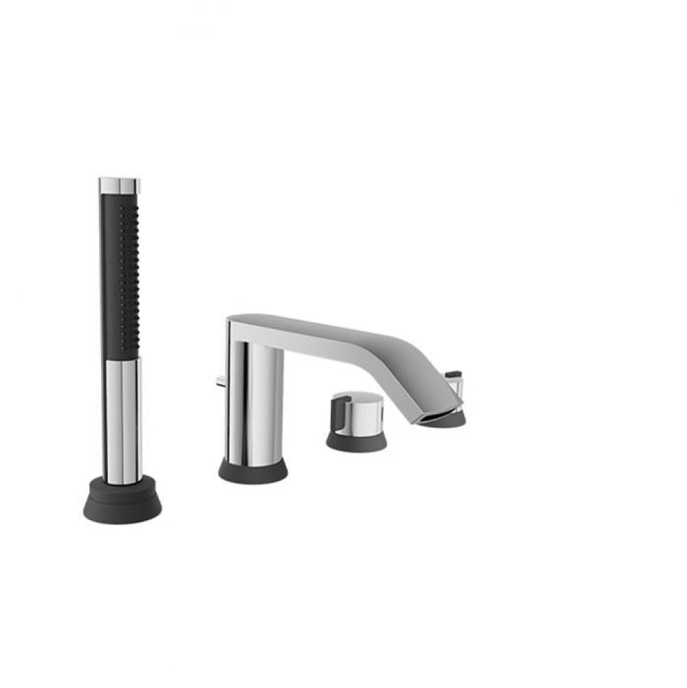 4-piece deck mount tub filler with hand shower