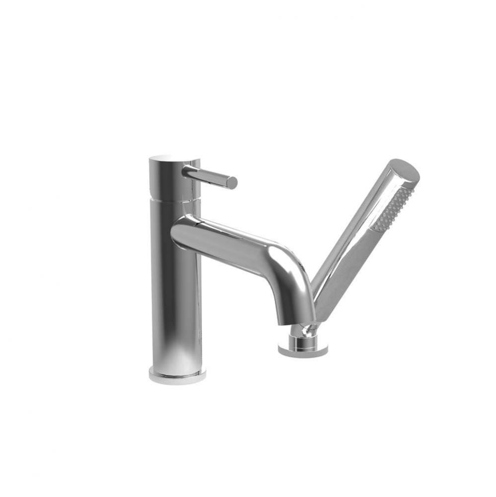 2-piece deck mount tub filler with hand shower