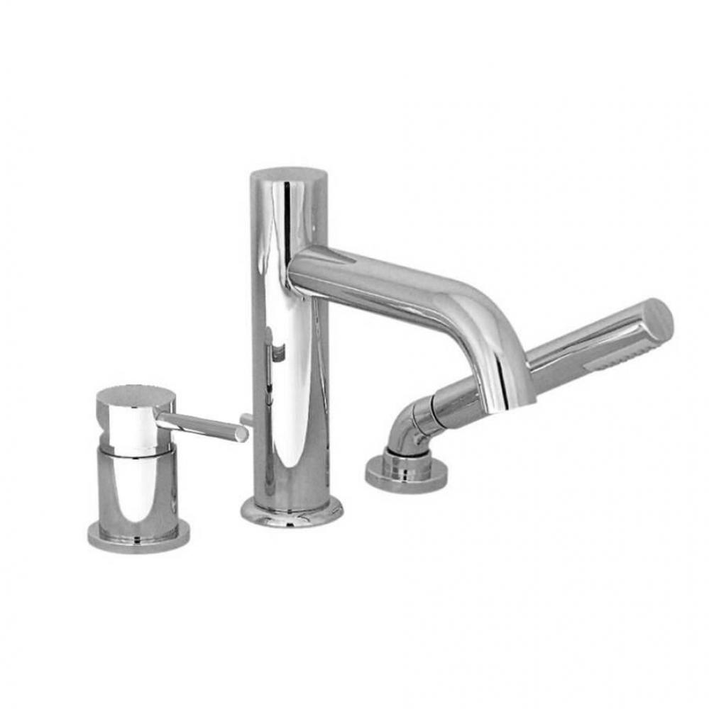 3-piece deck mount tub filler with hand shower