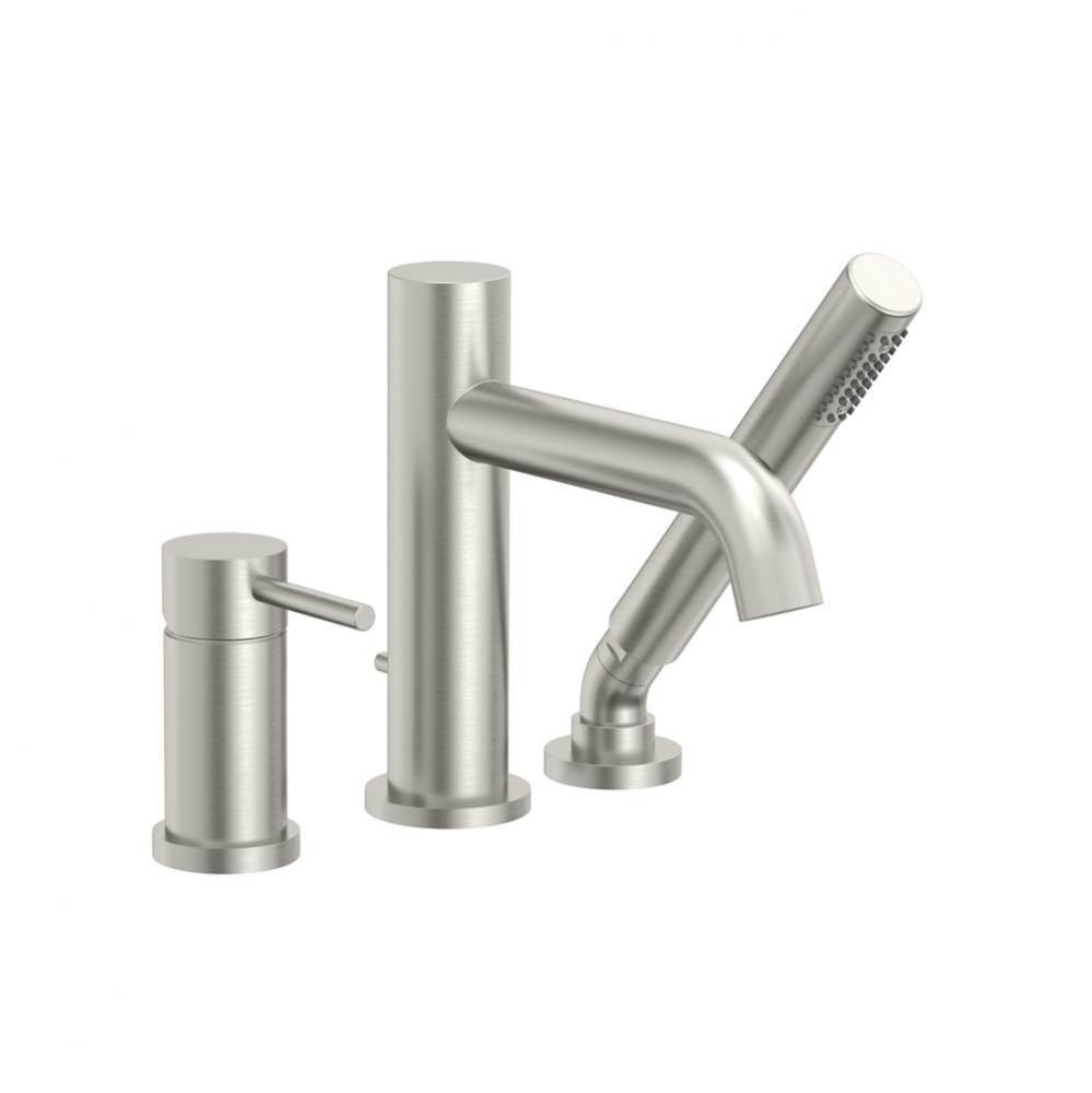 PRESSURE BALANCED 3-PIECE DECK MOUNT TUB FILLER WITH HAND SHOWER