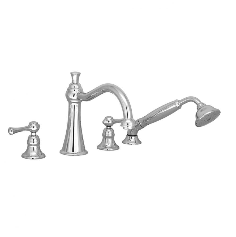 4-piece deck mount tub filler with hand shower