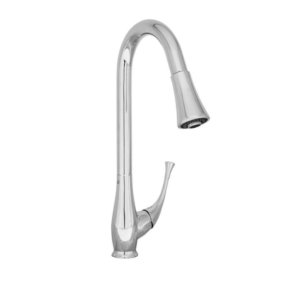 High single hole kitchen faucet with 2-function pull-down spray
