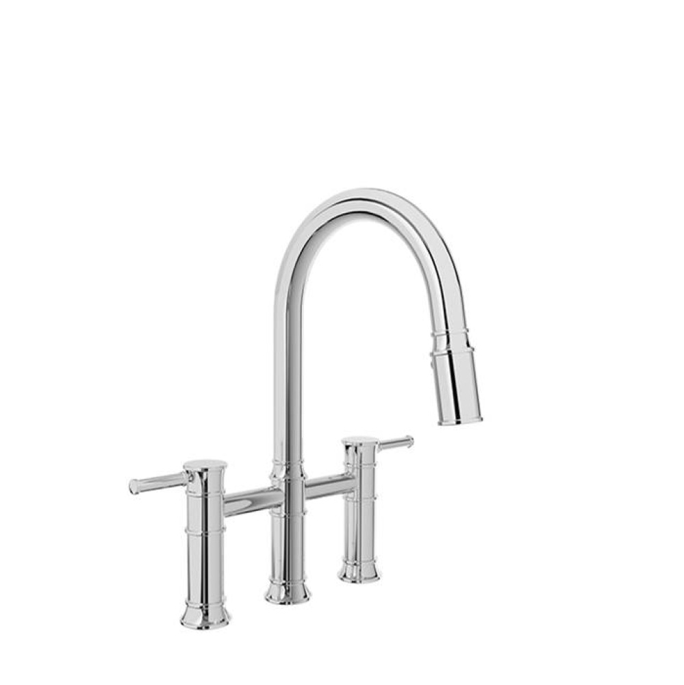 Bridge kitchen faucet with 2-function pull-down spray