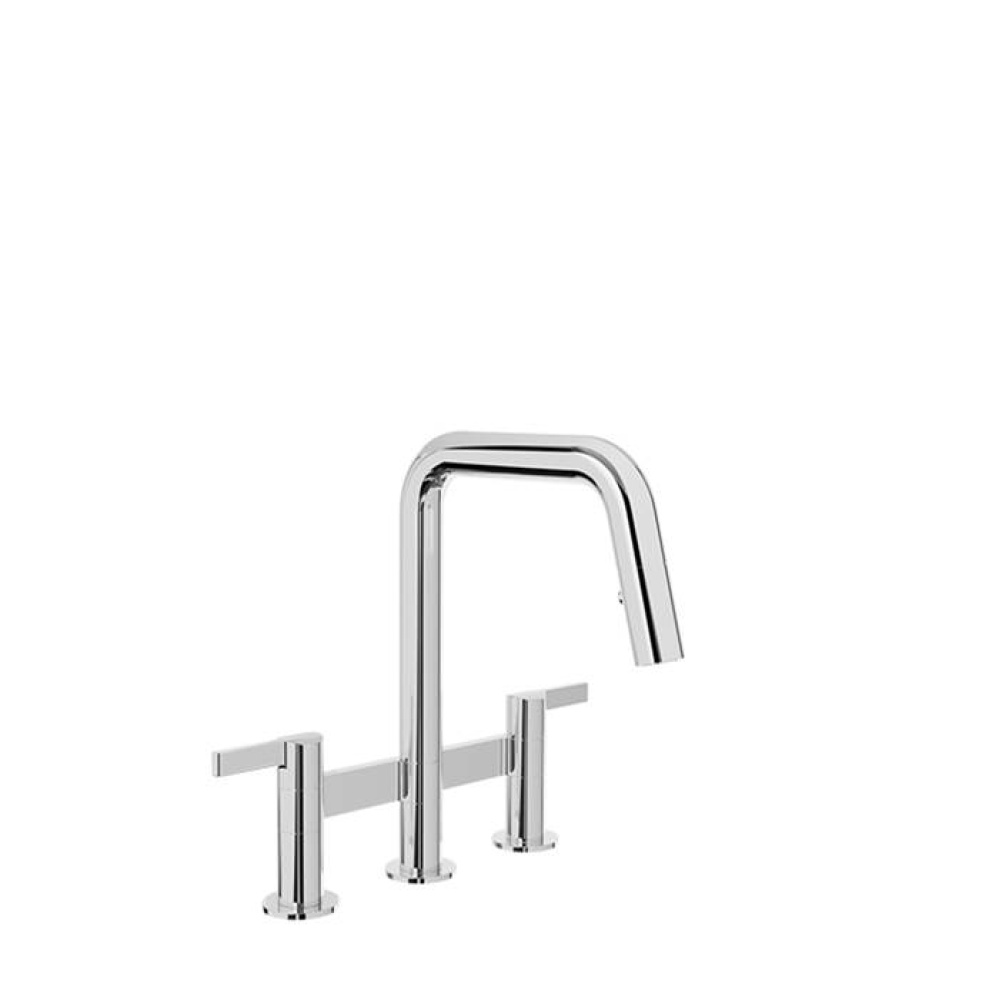 Bridge kitchen faucet with 2-function pull-down spray