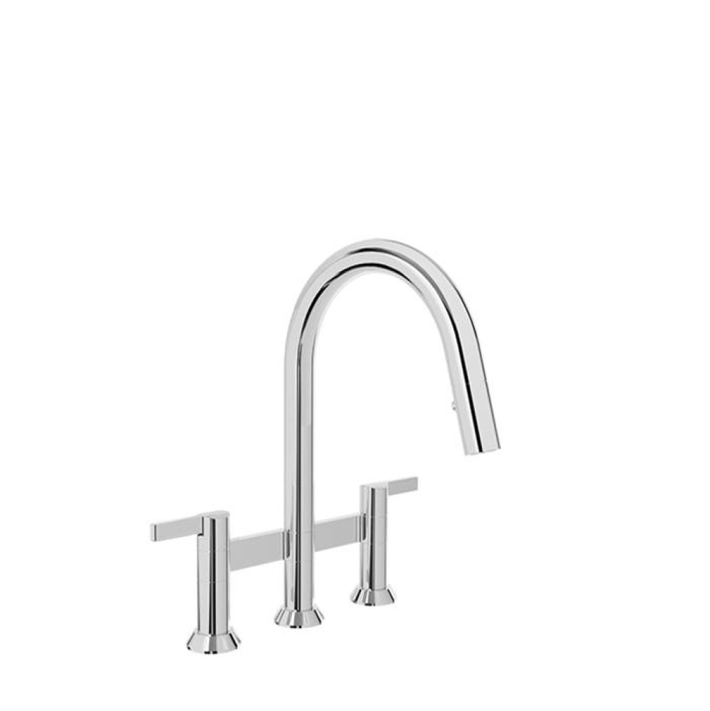 Bridge kitchen faucet with 2-function pull-down spray