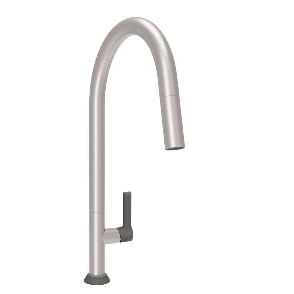 High single hole kitchen faucet with 2-function pull-down spray