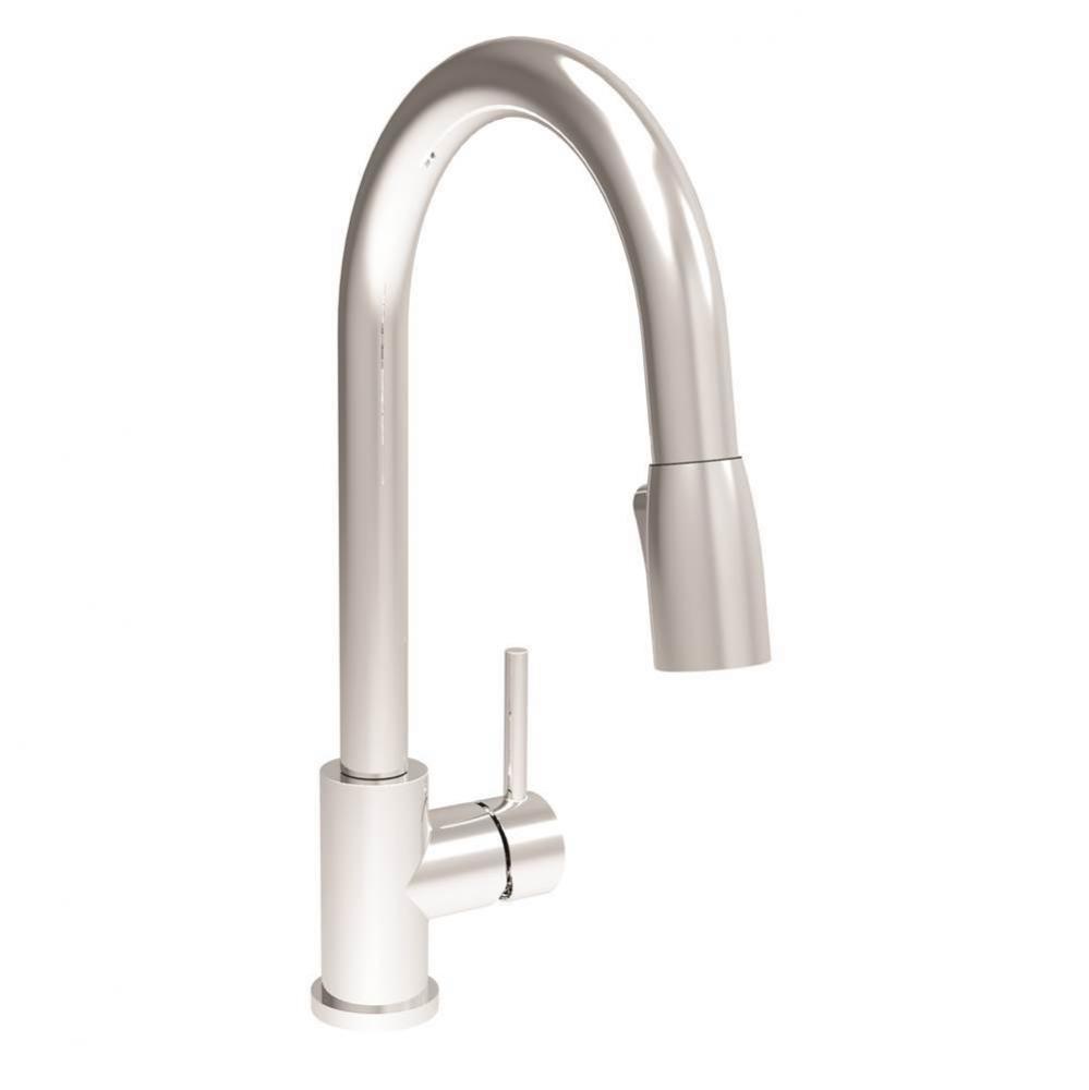 Modern single hole kitchen faucet with single lever and 2-function pull-down spray