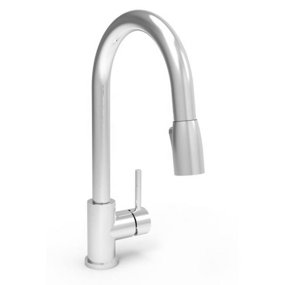 Modern single hole kitchen faucet with single lever and 2-function pull-down spray