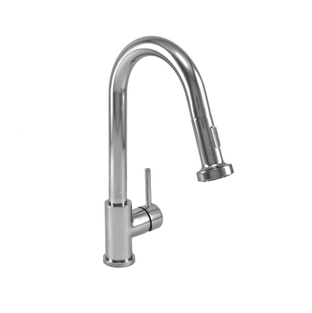 Modern single hole kitchen faucet with single lever and 2-function pull-down spray