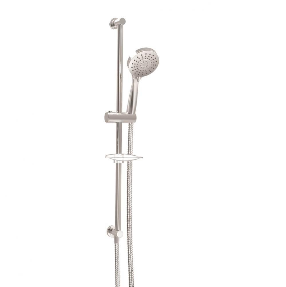 Zip 3-spray sliding shower bar with built-in elbow connector