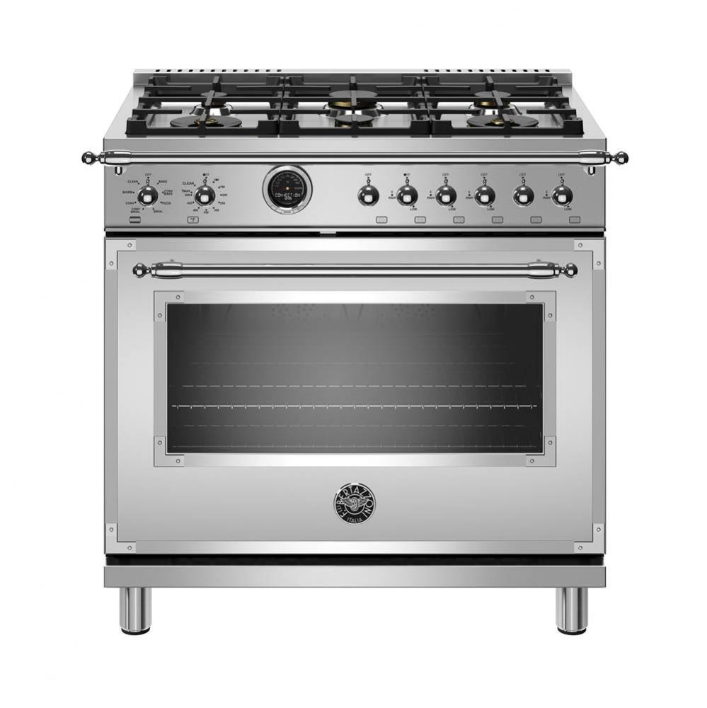 Heritage Series Range, Electric Self Clean Oven, 6 Brass Burners, 36''