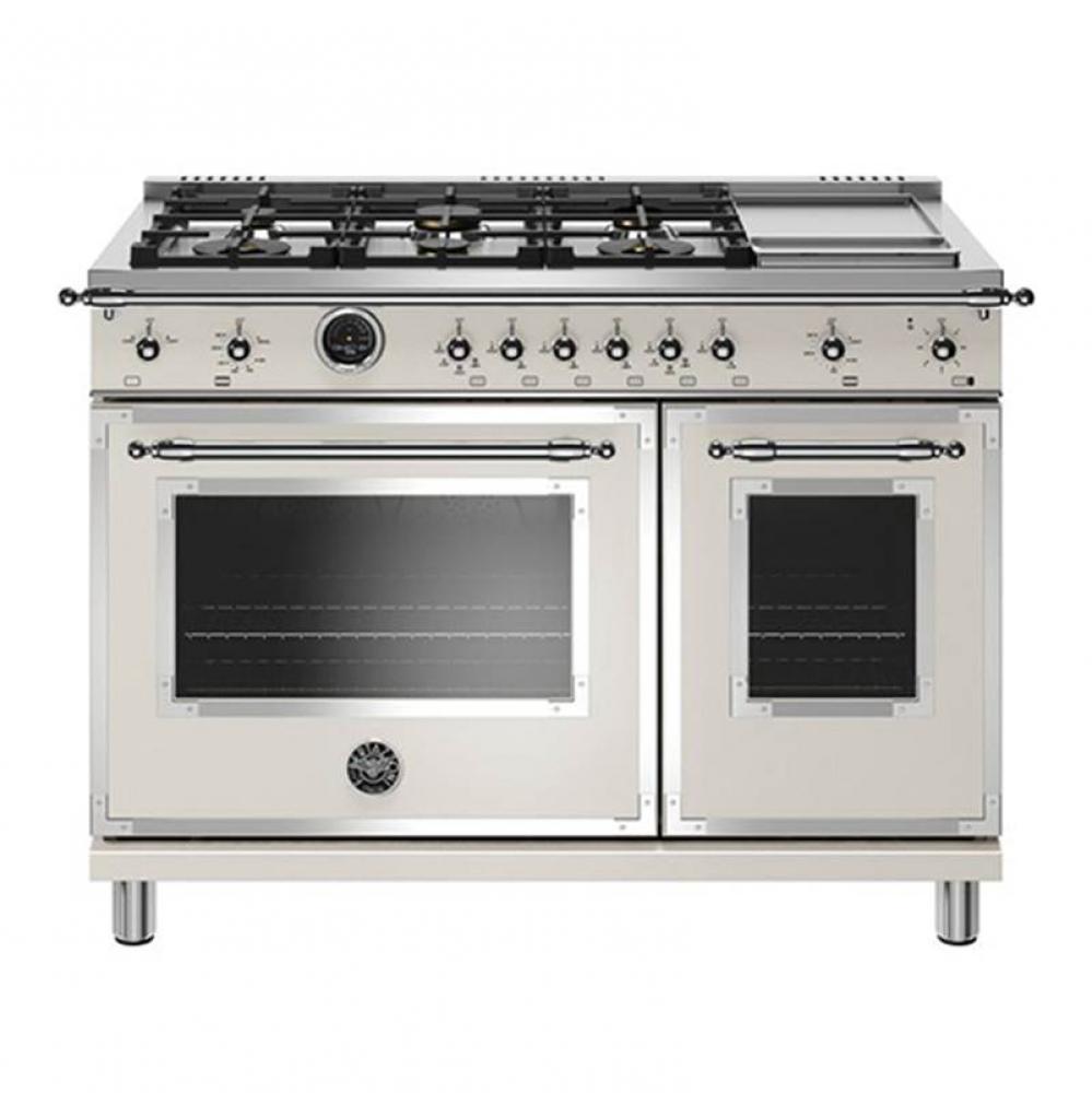 Heritage Series Range, Electric Self Clean Oven, 6 Brass Burners Plus Griddle, 48''