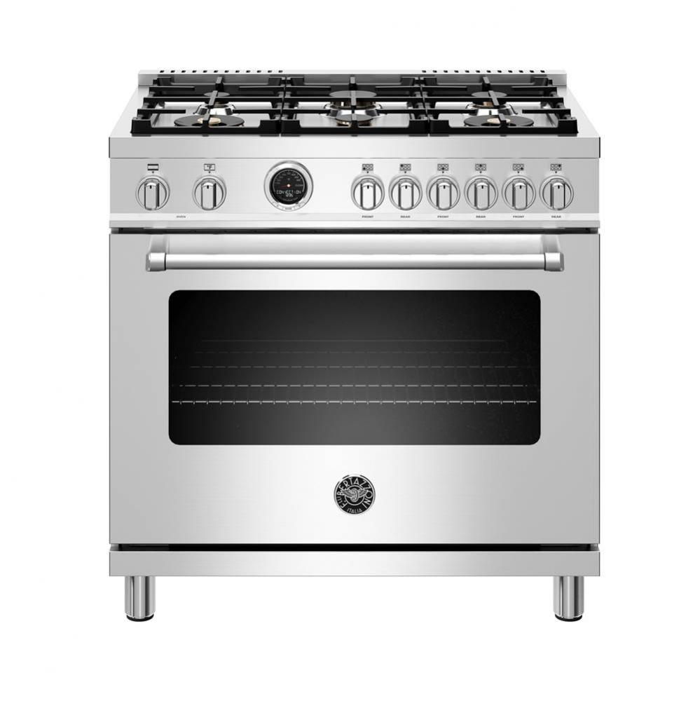 Master Series Range, 36'', Electric Self Clean Oven, 6 Brass Burners