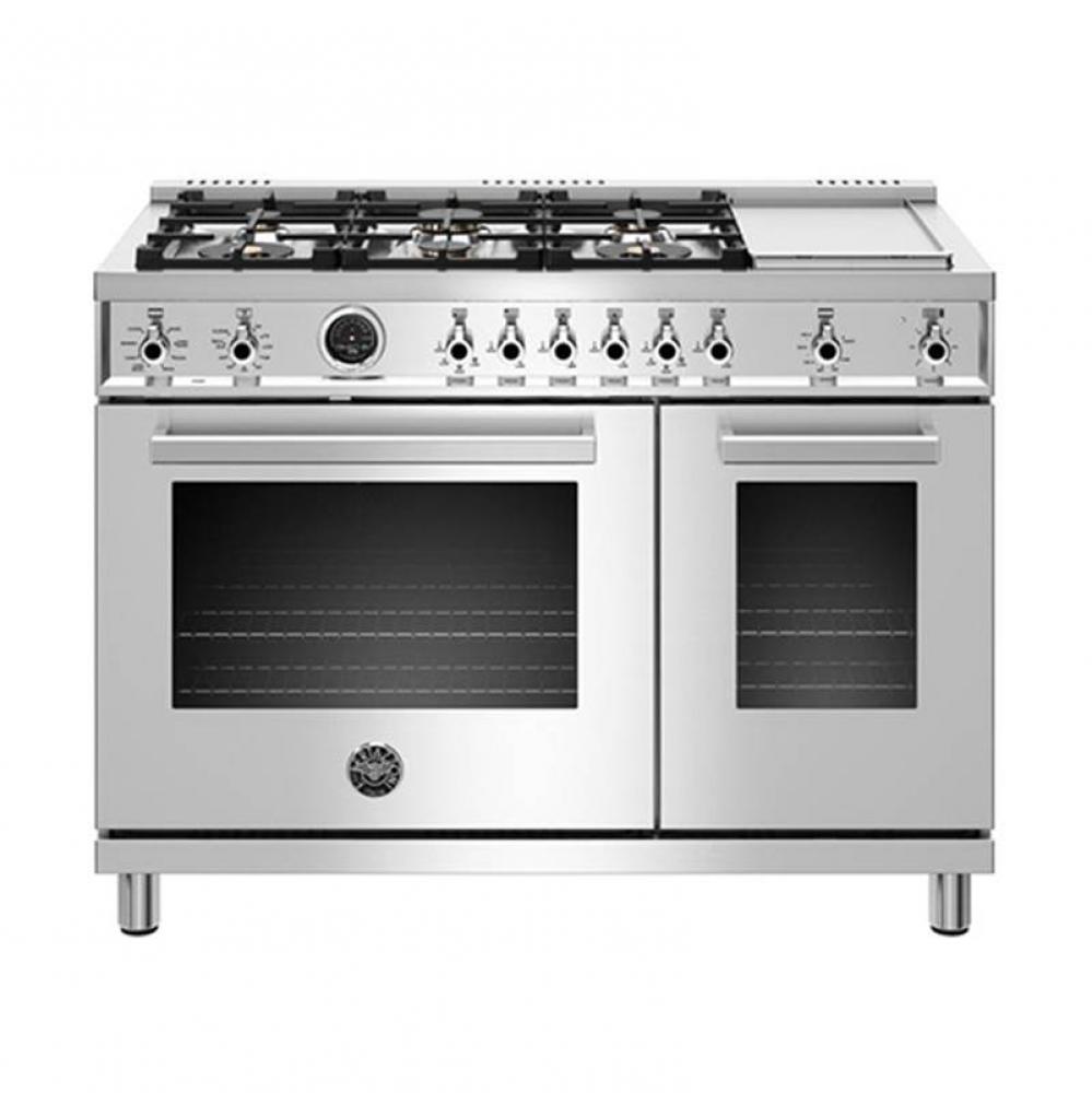 Professional Series Range, Electric Self Clean Oven, 6 Brass Burners Plus Griddle, 48''