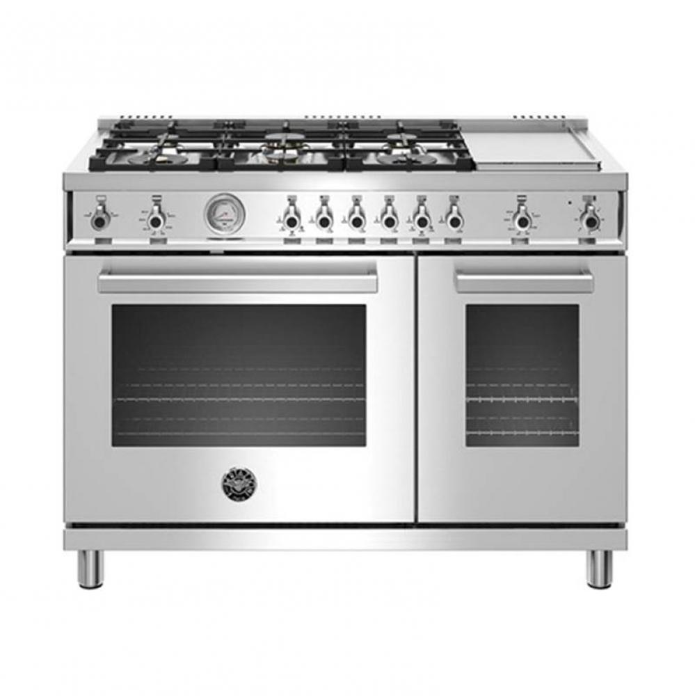 Professional Series Range, Gas Oven, 6 Brass Burners Plus Griddle, 48''