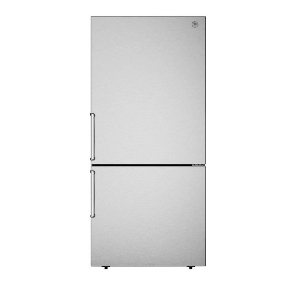 Bottom Mount Freestanding Refrigerator, 31'', Stainless Steel with Ice Maker and Reversi