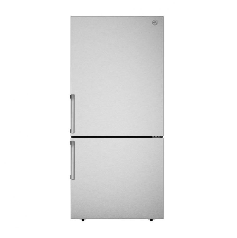 Bottom Mount Freestanding Refrigerator, 31'', Stainless Steel without Ice Maker and Reve