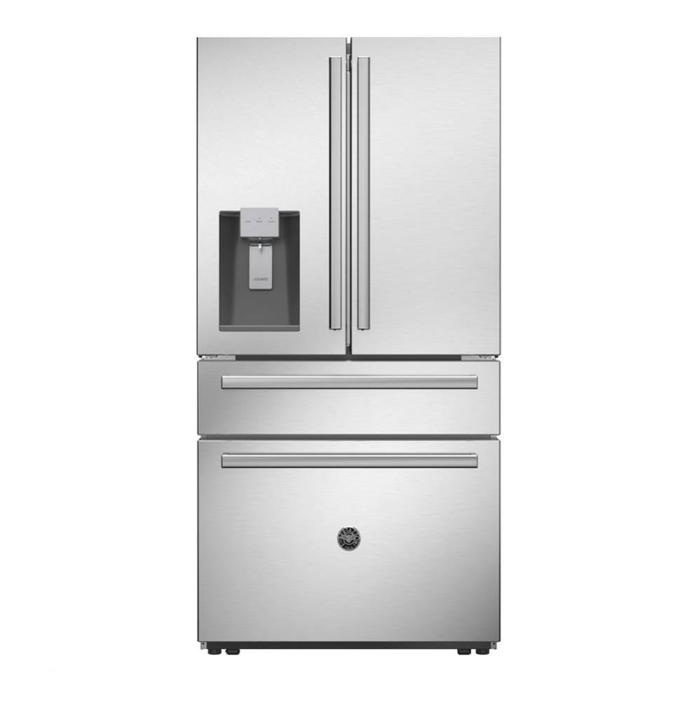 Counter Depth French Door Refrigerator, 36'', Ice and Water Dispenser through Door, Quat