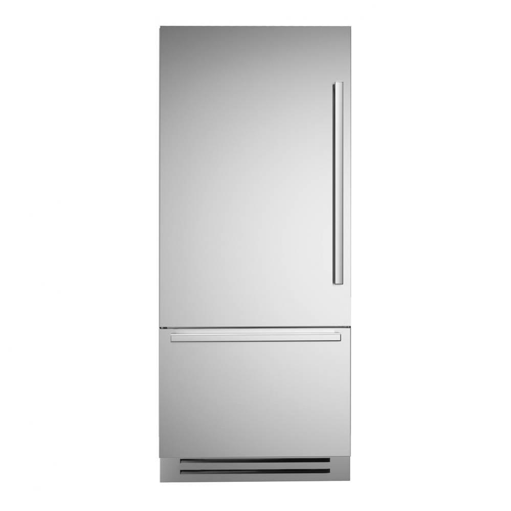 Built-In Bottom Mount Refrigerator, 36'', Left Swing, Stainless Steel Panel