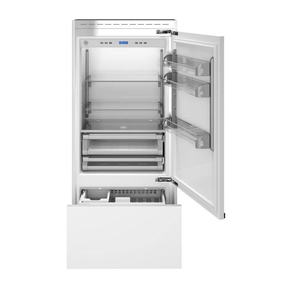 Built-In Bottom Mount Refrigerator, 30'', Right Swing, 36'', Panel Ready