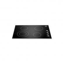 Bertazzoni P304CERNE - 30'' Ceran Electric Cooktop, 4 Heating Zones; Push & Turn Black Knobs