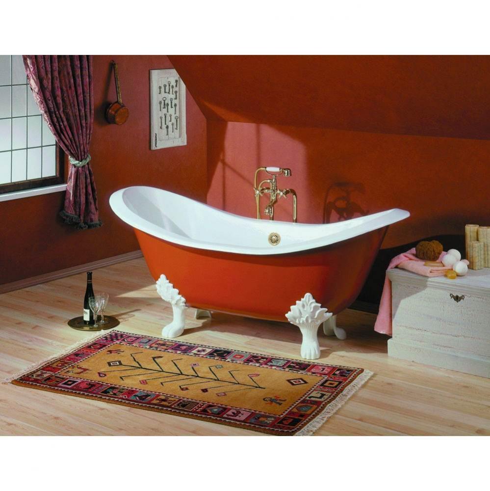 REGENCY Cast Iron Bathtub with Lion Feet and Faucet Holes