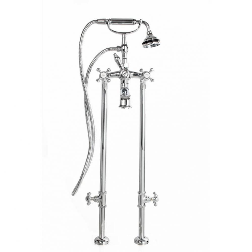 5100 SERIES Free-Standing Tub Filler with Stop Valves - Lever Handles - Metal Accents