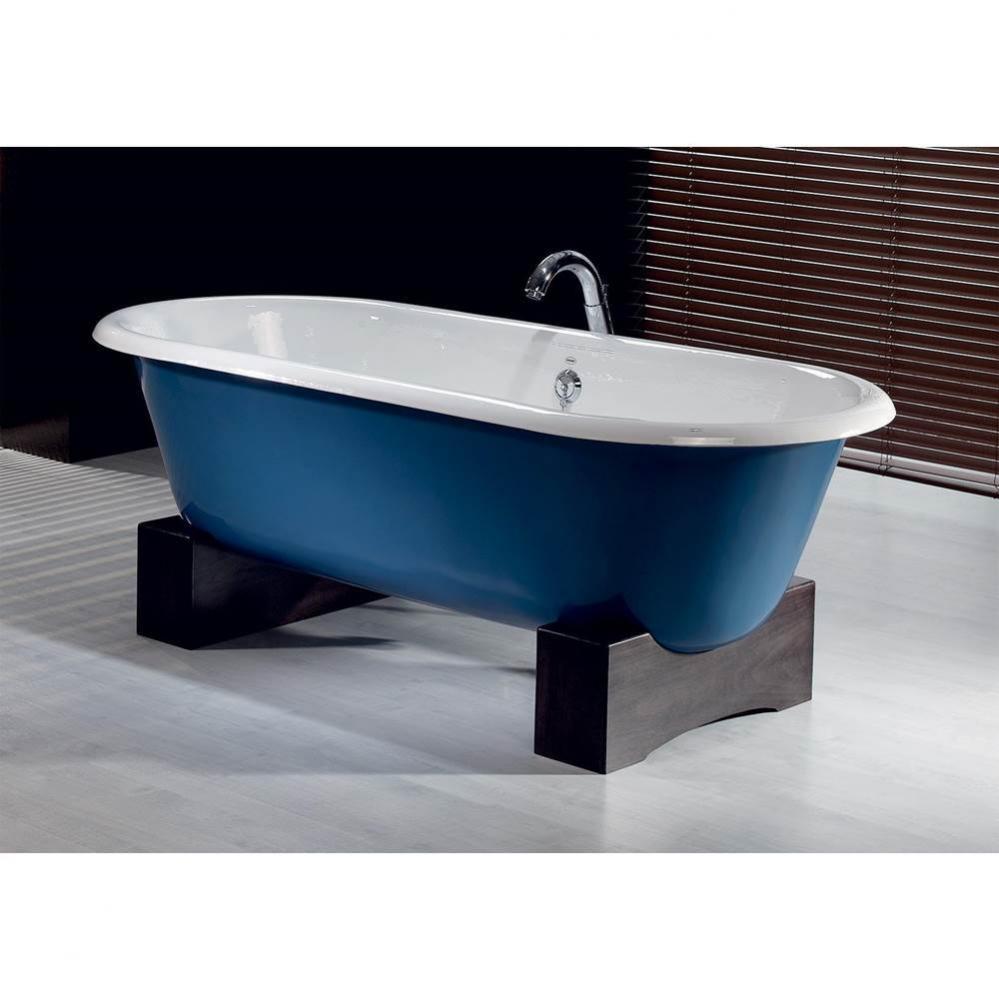 REGAL Cast Iron Bathtub with Wooden Base and Continuous Rolled Rim