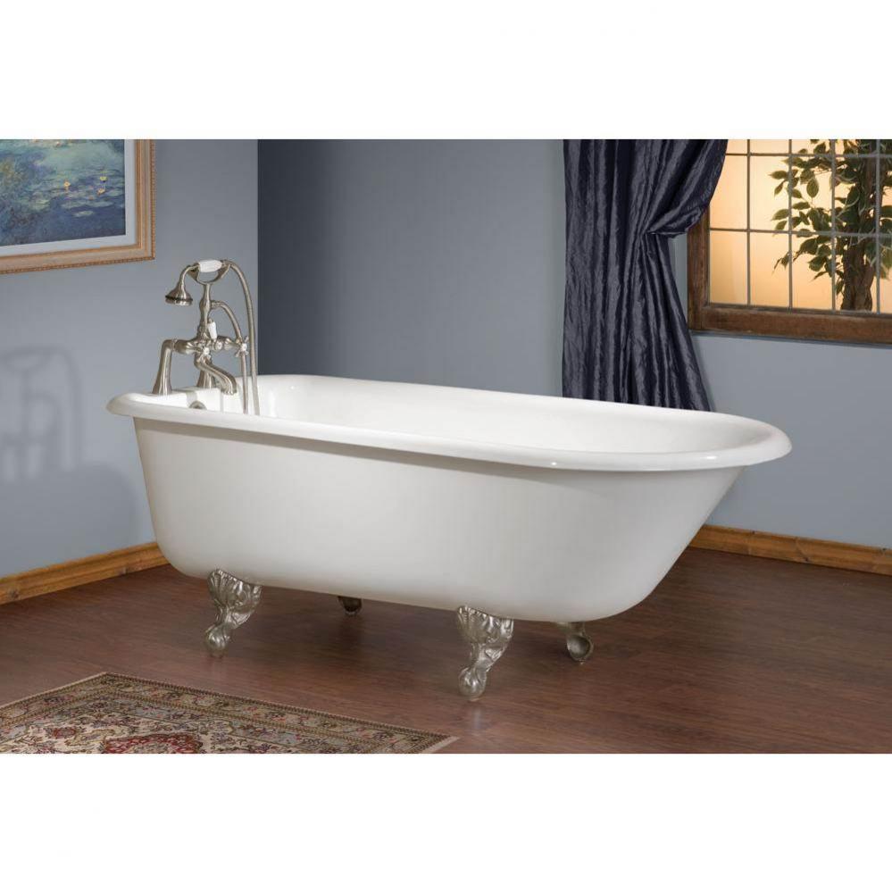 TRADITIONAL Cast Iron Bathtub with Faucet Holes in Wall of Tub