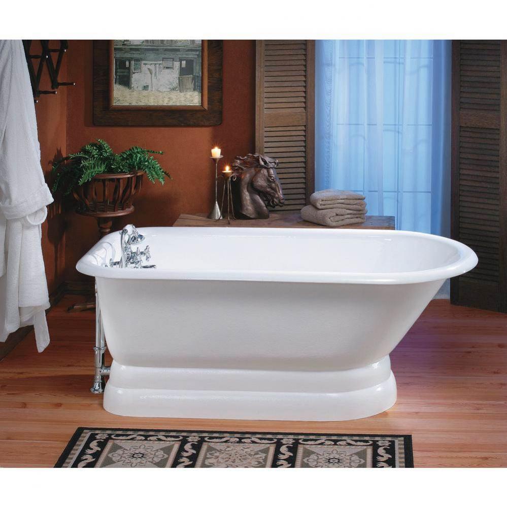TRADITIONAL Cast Iron Bathtub with Pedestal Base and Faucet Holes in Wall of Tub